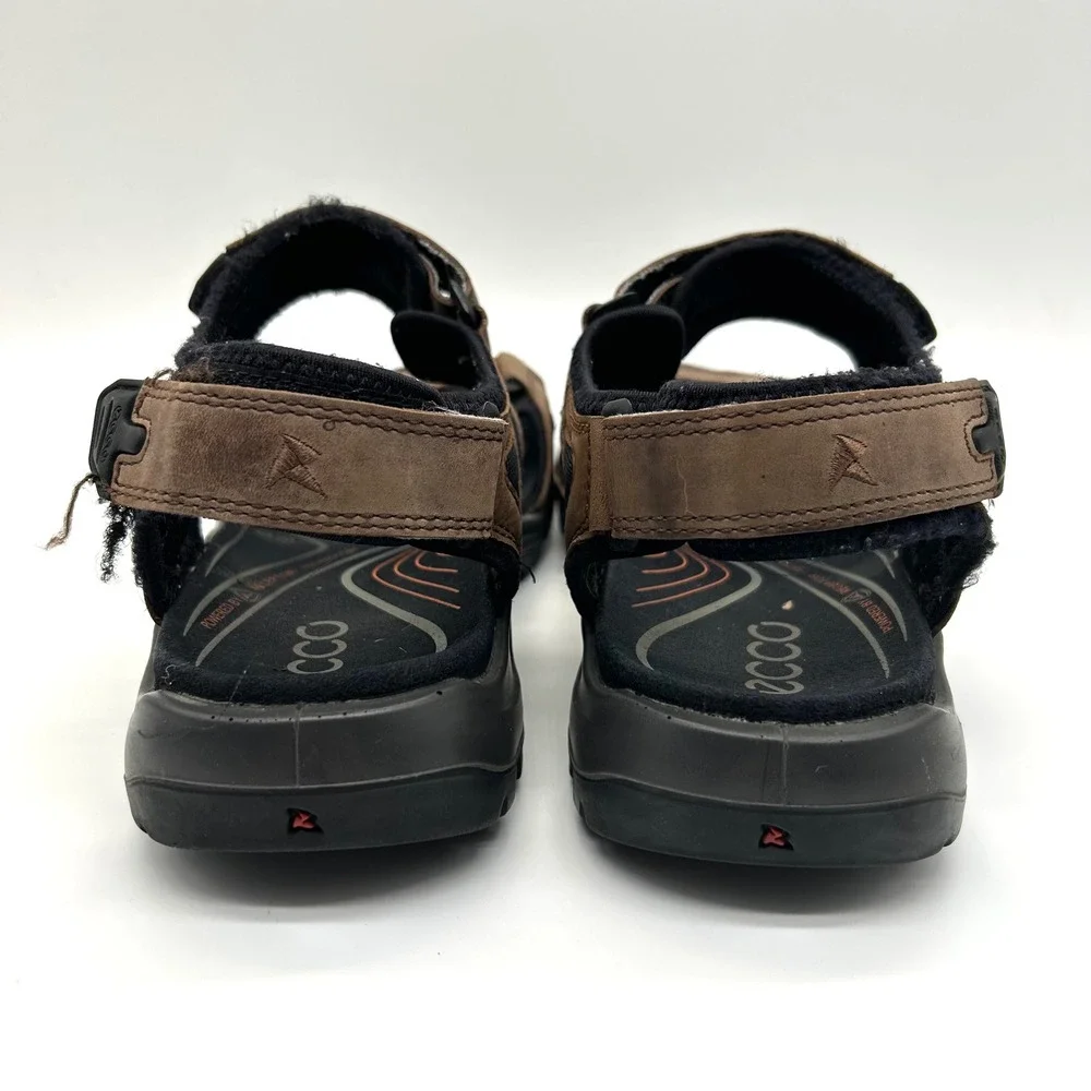 ECCO Yucatan Sport Sandals Mens 45 Brown Leather Hiking Walking Receptor Strappy